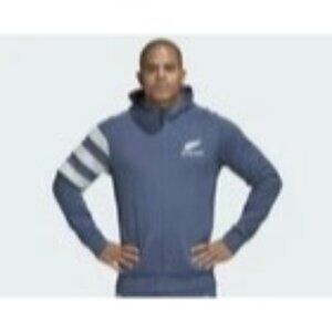 blue Adidas All Blacks Rugby Hoodie 3 Striped Official Licensed SMALL ED6914